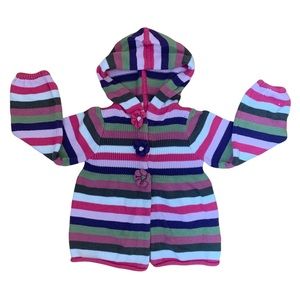 Maggie & Zoe Knit Striped Hooded Cardigan Size 3T